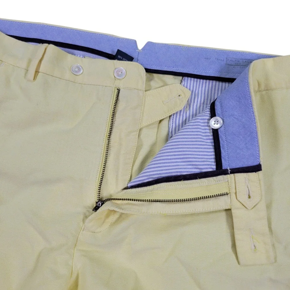 Polo Ralph Lauren Shorts Men 40 Yellow Cotton Oxford Chino Preppy Classic Summer